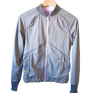 Lululemon Ivivva Girls Full Zip Reversible Jacket 14 Thumb Holes Gray Purple